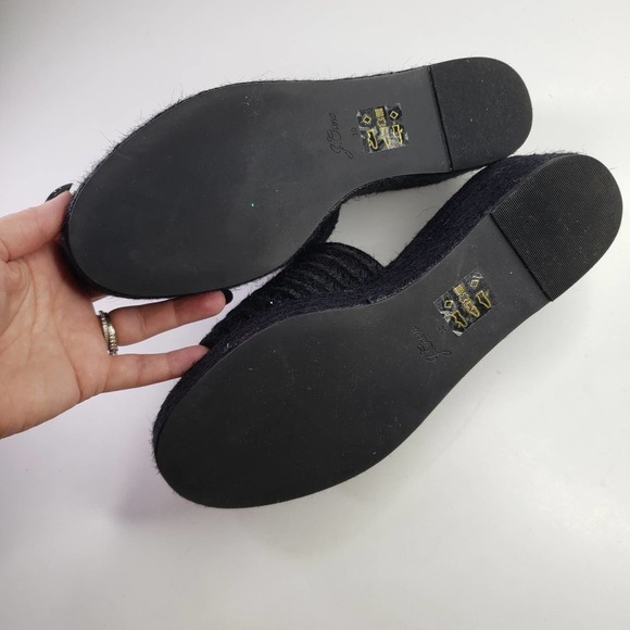 J.Crew Platform Wedge‎ Espadrilles Wedge Slide Sandals 10 Black Jute - Picture 7 of 7